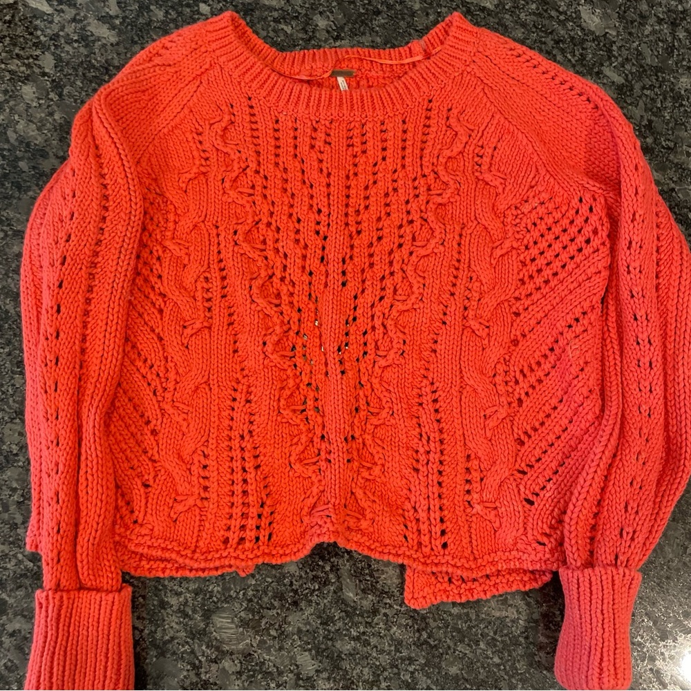 Free People Red / Orange Knit Sweater